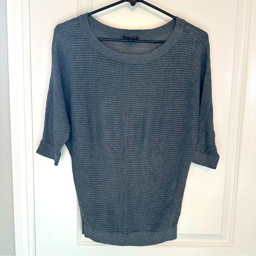 Express grey knit short sleeve top